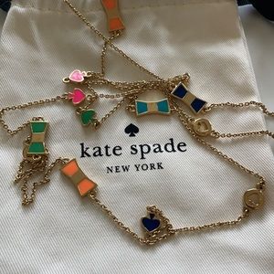 Kate Spade - Long Necklace (gold tone chain, with colorful icons)